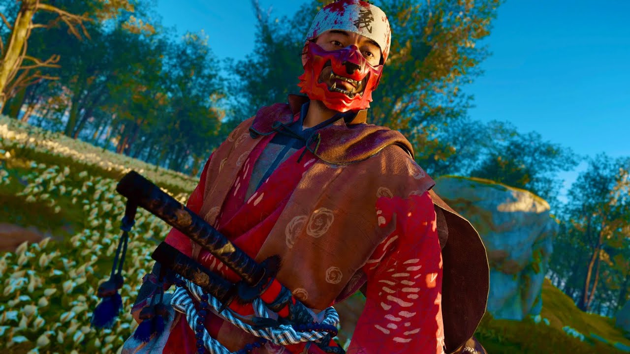(GHOST OF TSUSHIMA)- KISHIBE VILLAGE -NO DAMAGE | Stealth & Combat (RED SAMURAI)