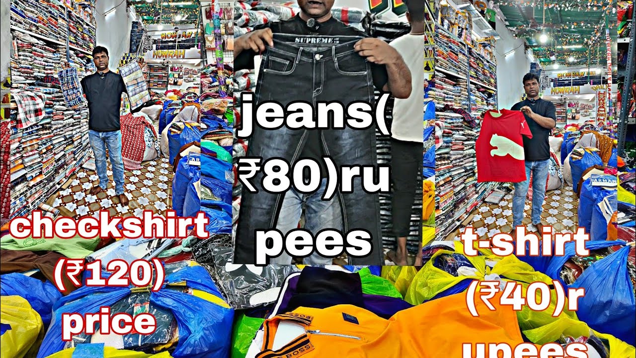 Howrah daily haat dhamaka offer jeans 🤑🤑 (80 t-shirt ( 40) rupees kurti rupees check shirt 120 price