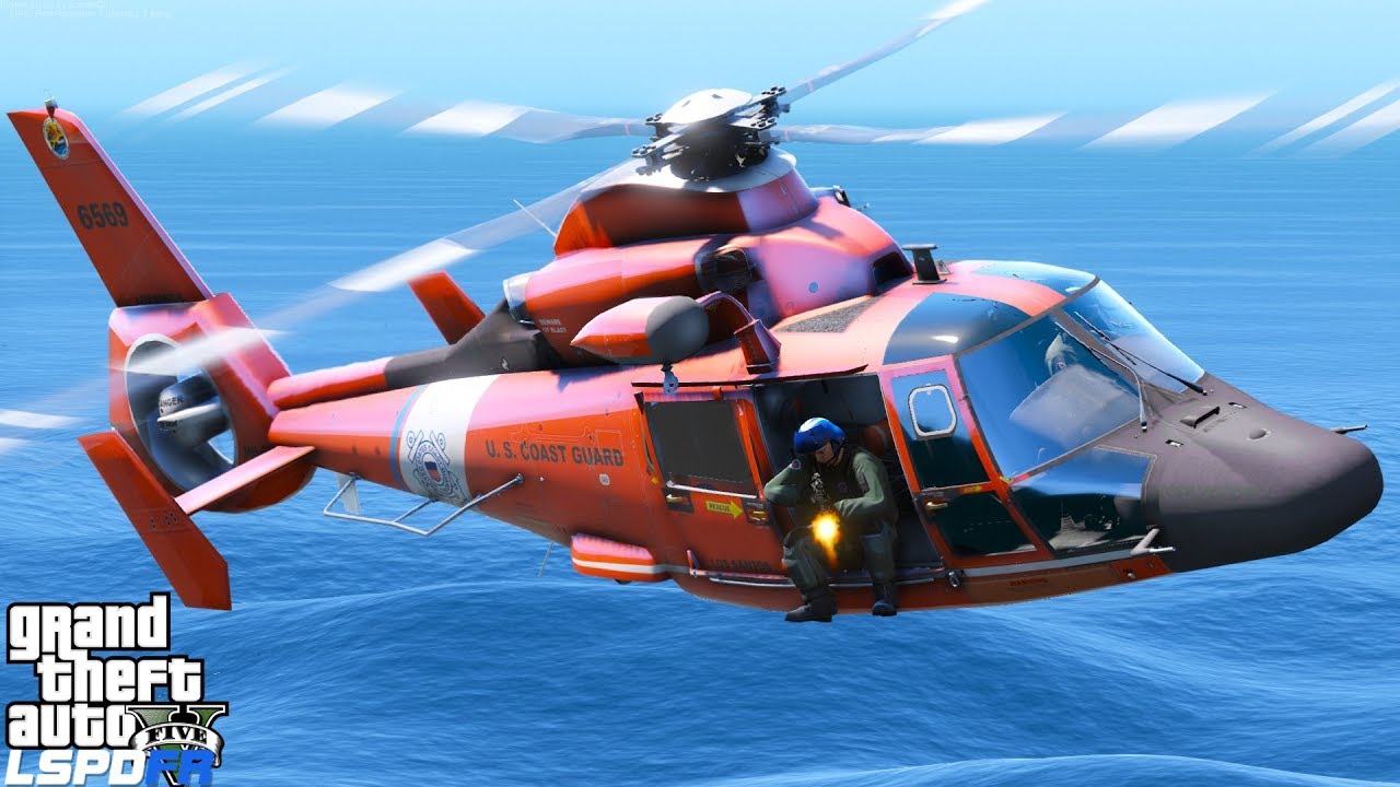 GTA 5 LSPDFR Coastal Callouts USCG Helicopter Interdiction Tactical Squadron Shooting Fleeing Boat