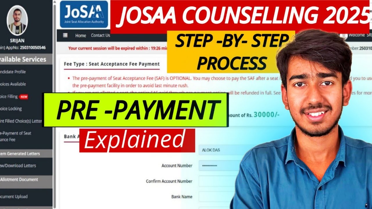 🛑Prepayment of Josaa  2025 | Prepayment of Seat Acceptance Fee | Prepayment Option Josaa 2025 #josaa