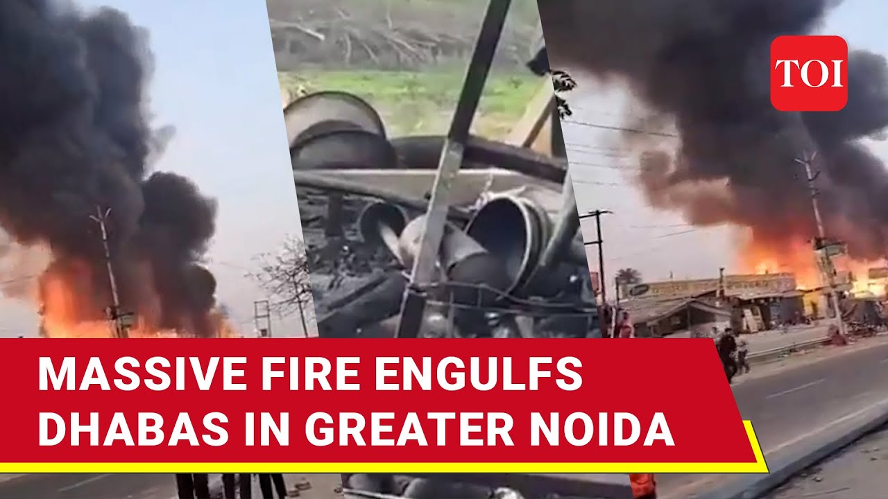 Massive Fire In Greater Noida: Huge Smoke Plume As Firefighters Tackle Char-Murty Dhaba Blaze