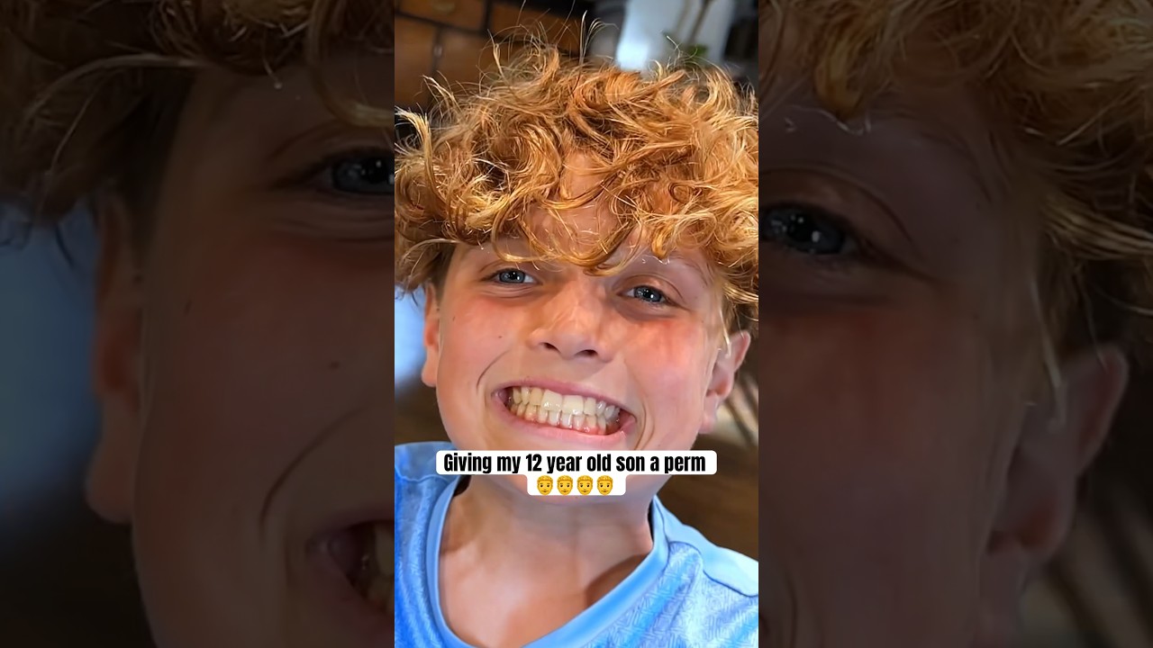My 12 year old son gets his first perm! #shorts