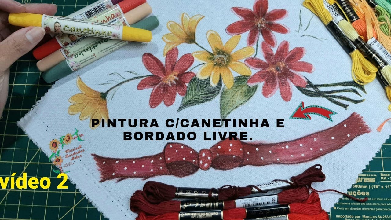 Bordados para Barrados. vídeo 2 ( pintura e bordado fácil )