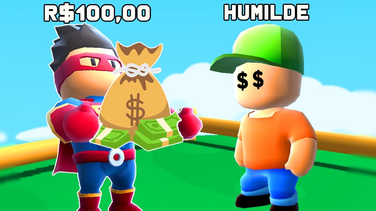 DEI R$100 PRO MENINO POBRE HUMILDE PEGAR SKIN ESPECIAL NO STUMBLE GUYS