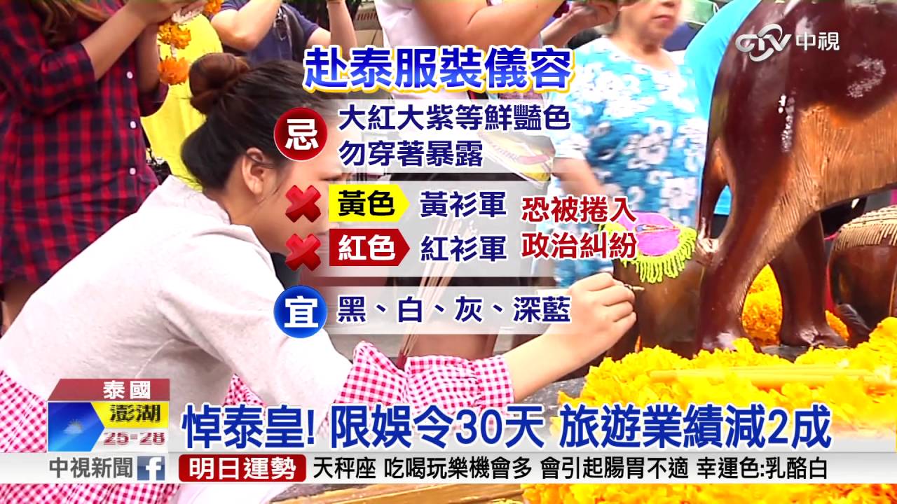 泰國服喪! 知名景點不開放.穿著忌鮮豔│中視新聞 20161014