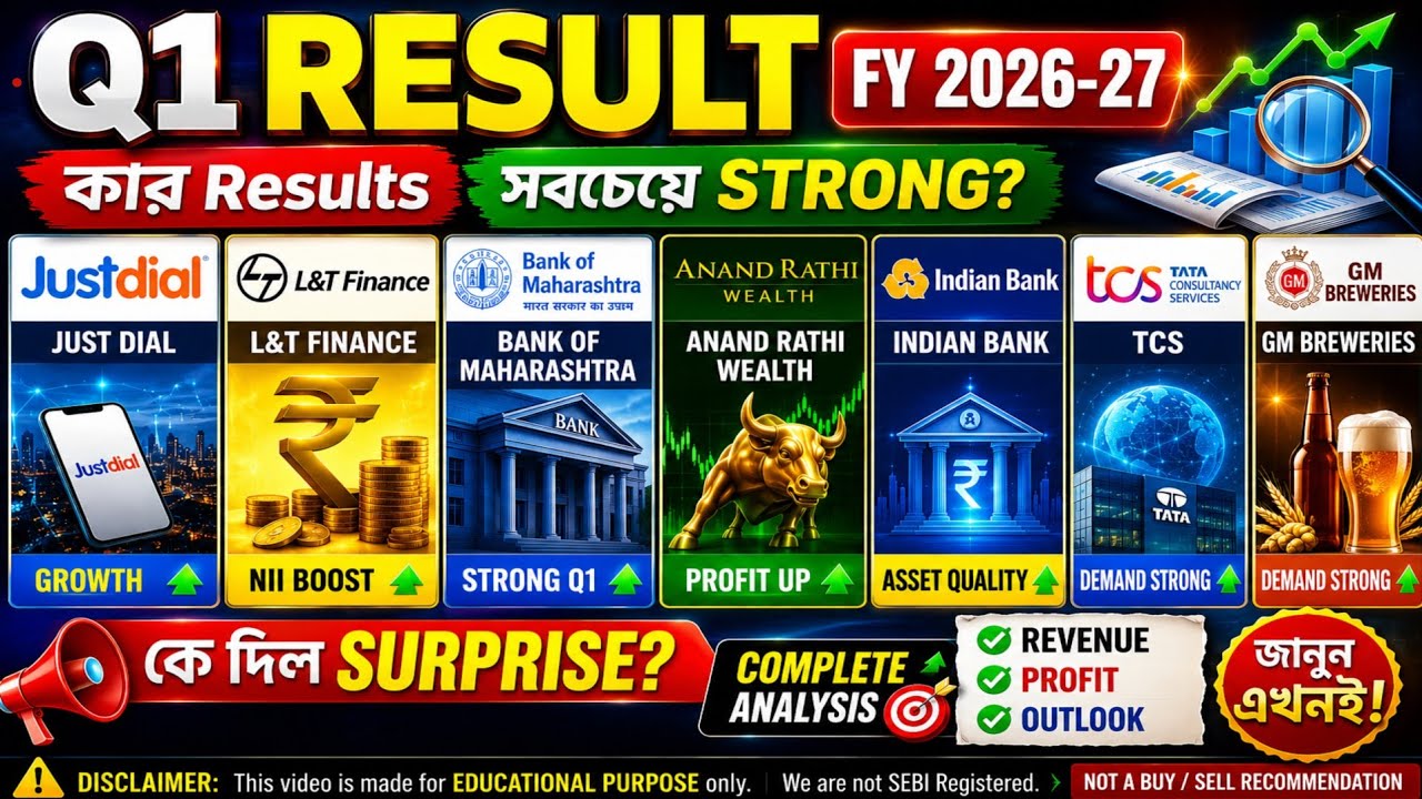 Q1 Results FY 2026-27 | TCS, Just Dial, L&T Finance, Indian Bank, Bank of Maharashtra, Anand Rathi