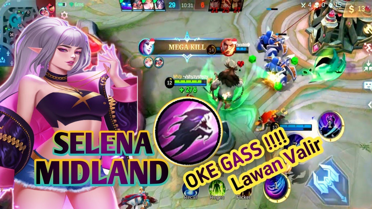 SELENA MLBB  !! GAMEPLAY SELENA MIDLAND TANPA MATI LAWAN VALIR || MOBILE LEGENDS BANG BANG 💥 OKE GAS