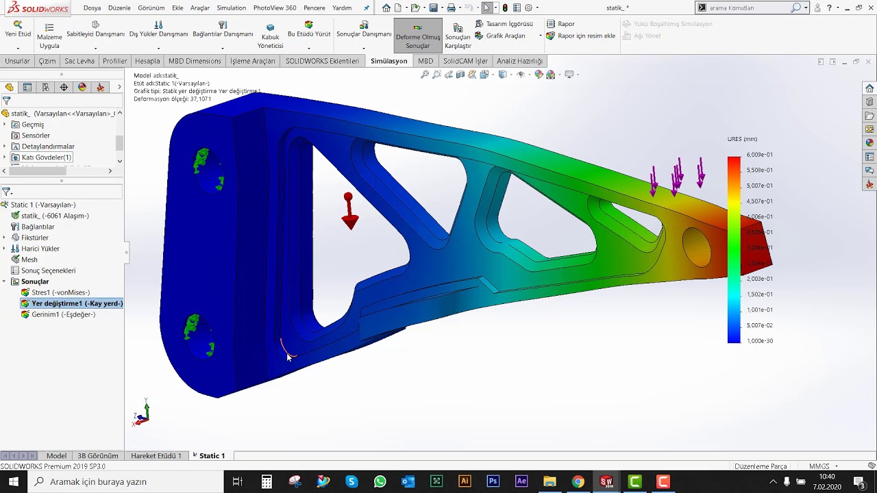 43-  Solidworks Analiz _ Statik Analiz ve Analiz Raporu Oluşturma