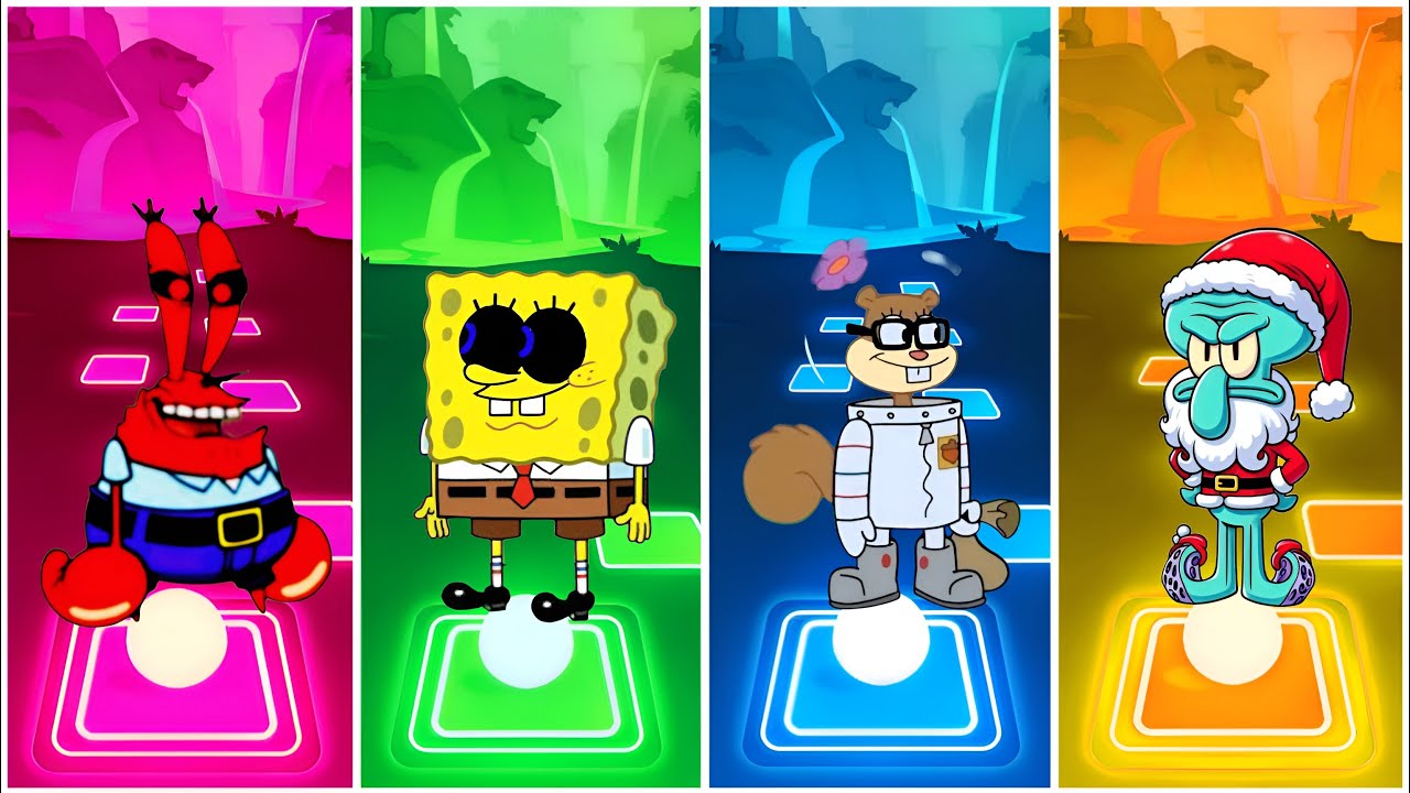 MR KRABS EXE VS SPONGEBOB EXE VS SANDY VS SQUIDWARD | TILES HOP