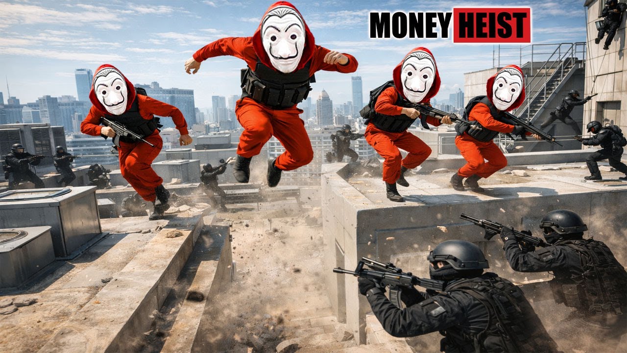 PARKOUR VS MONEY HEIST | Money Heist Raids Police HQ to Rescue Captured Team | Epic POV