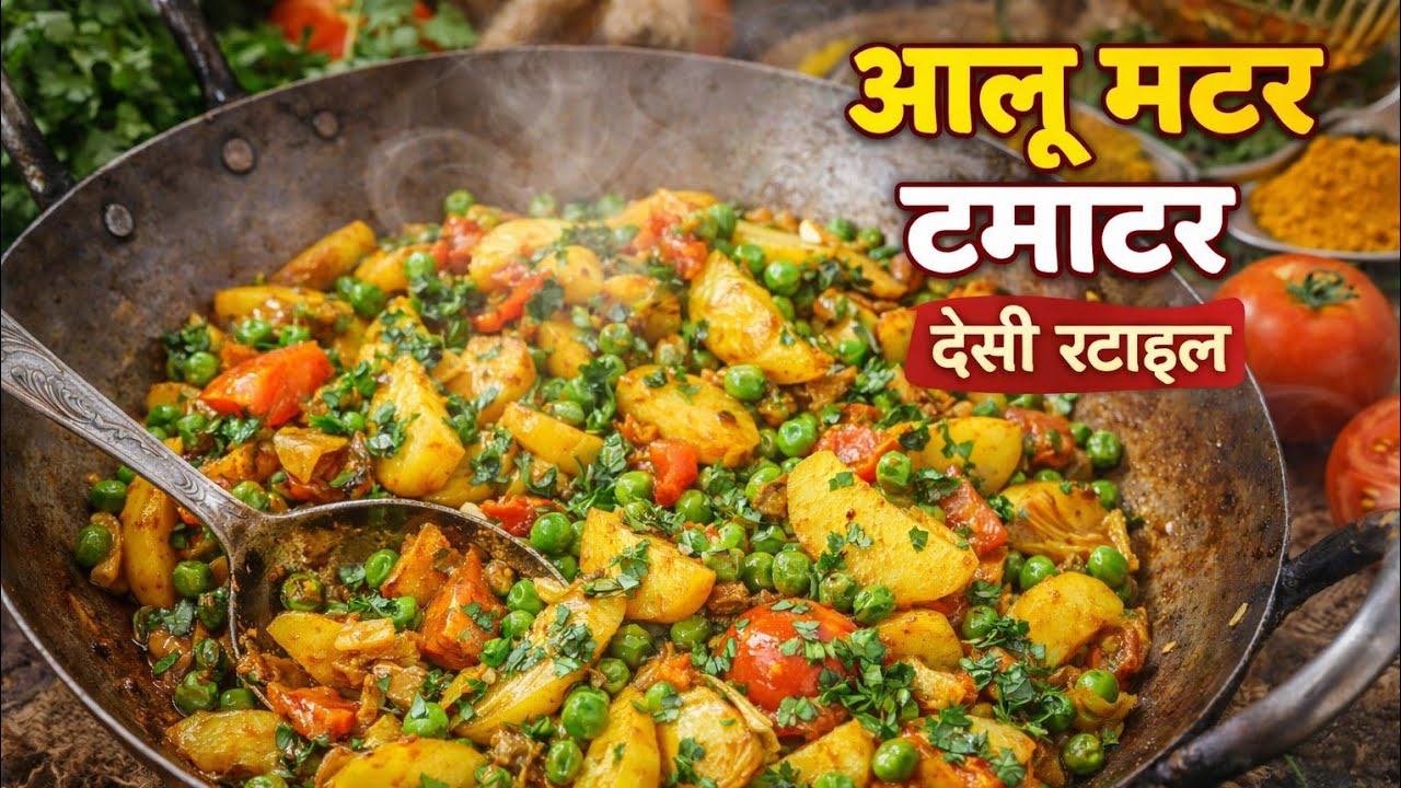 चूल्हे पर बनी ऐसी सब्ज़ी कि रोटी कम पड़ जाए 😳 | Aloo Matar Tamatar | very tasty 🤤