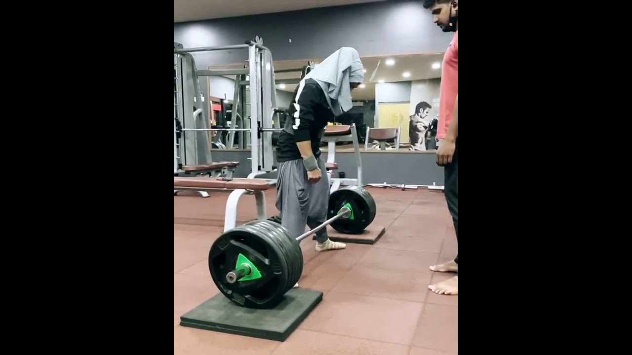 Indian Muslim girl in gym workout...