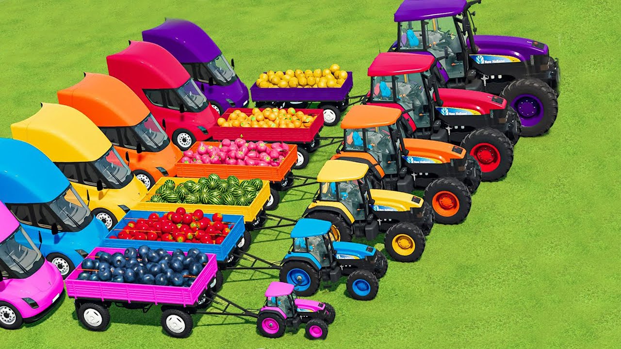 TRANSPORTING Mini to BIG TRACTORS & FRUITs with FLATBED TRAILER to SELLING POINT!!