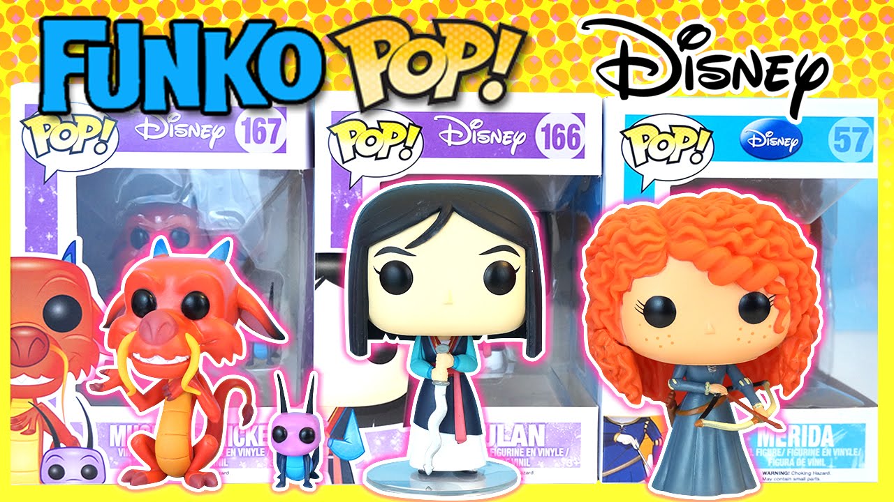 Funko Pops! Disney - Mulan, Mushu with Lucky Cricket & Merida from Brave