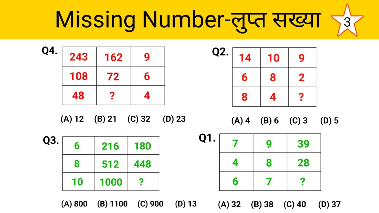 Missing Number-लुप्त सख्या | Analogy reasoning | Dice Reasoning | Venn Diagram | Number Series