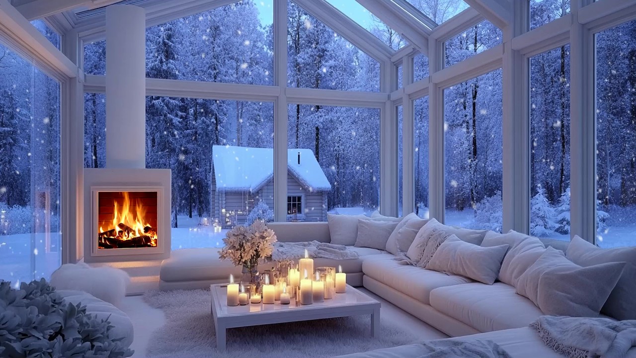 🎹❄️ Snowfall Outside Cozy Room | Soft Winter Piano Ambience | 4 Hours Calm Sleep & Study