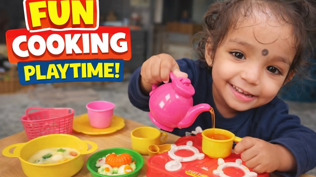 Cute Baby Girl Playing with Toy Kitchen 🍳😍 | Fun Cooking Playtime for Kids