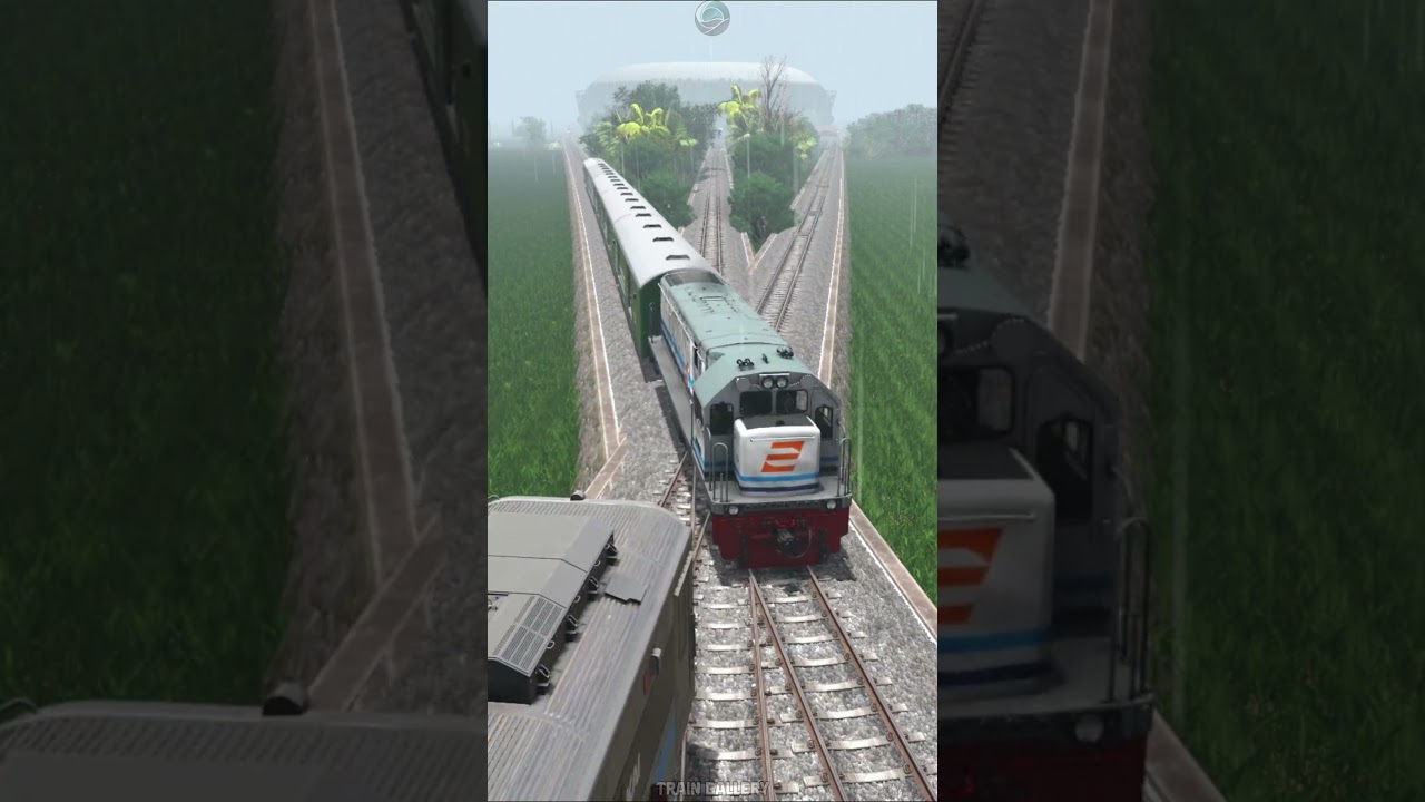 A train passes through a crossing in rainy weather #railway #train #trainvideo