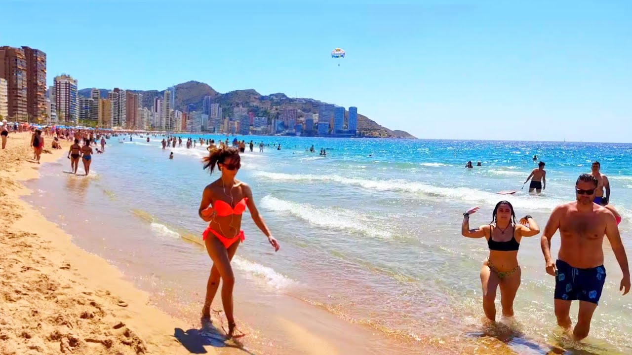 SPAIN BEACH WALK BENIDORM 2021 LEVANTE PLAYA Costa Blanca SPAIN WALKING TOUR 4K