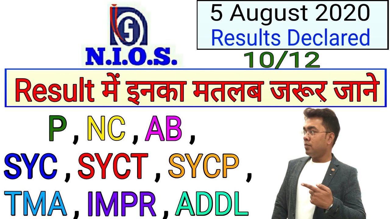 NIOS | Class 10/12 | March April Exam Result | Abbreviation in Result