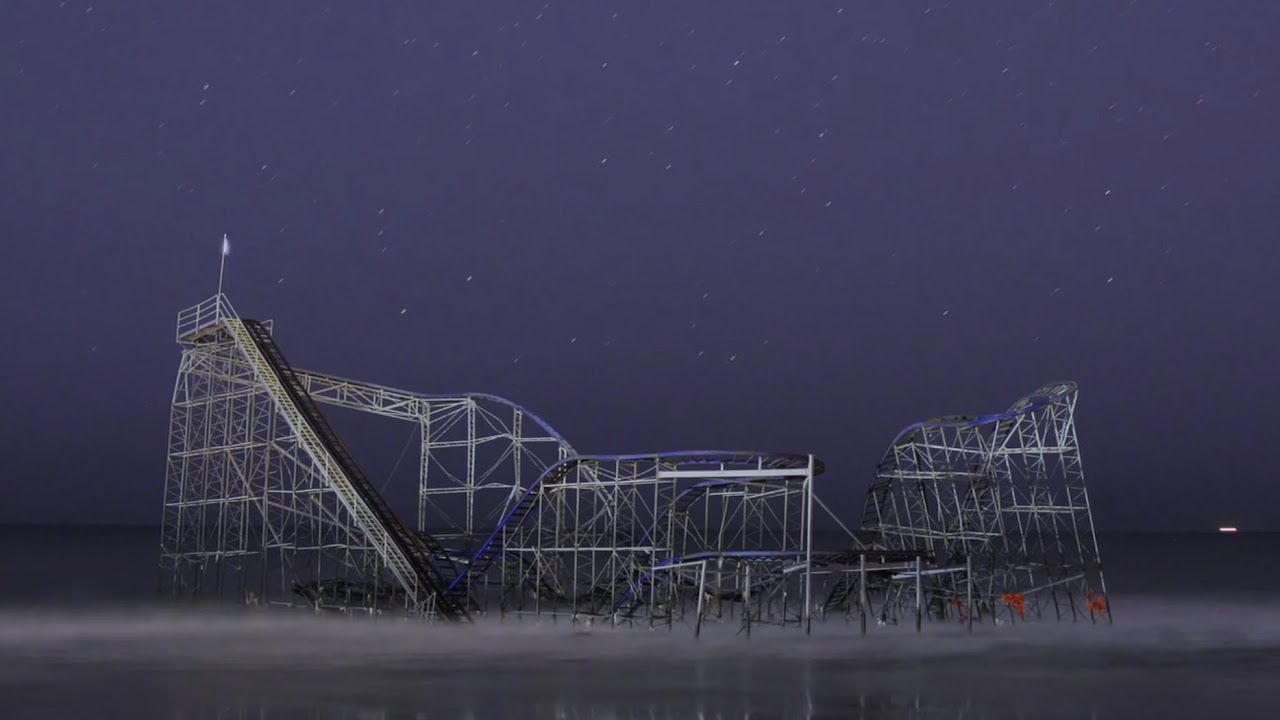 Time-lapse of the Star Jet roller coaster in Seaside Heights, New Jersey