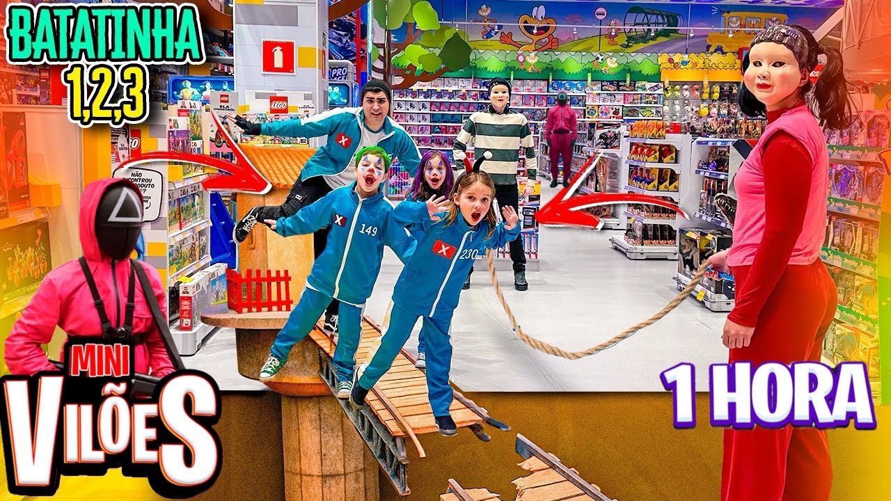 ★ VÁRIOS VÍDEOS DA BATATINHA FRITA 1,2,3 FEZ O JOGO ROUND 6 NA LOJA DE BRINQUEDOS COM MINI VILÕES ★