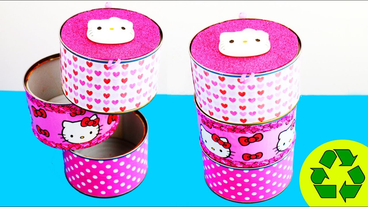 👸 DIY | organizador de joyas y accesorios con latas recicladas - manualidadesconninos