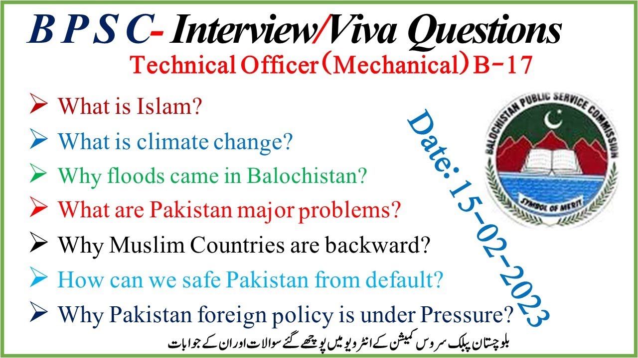 Technical Officer CTD Interview Questions | BPSC Mechanical B-17 Viva Questions with answers