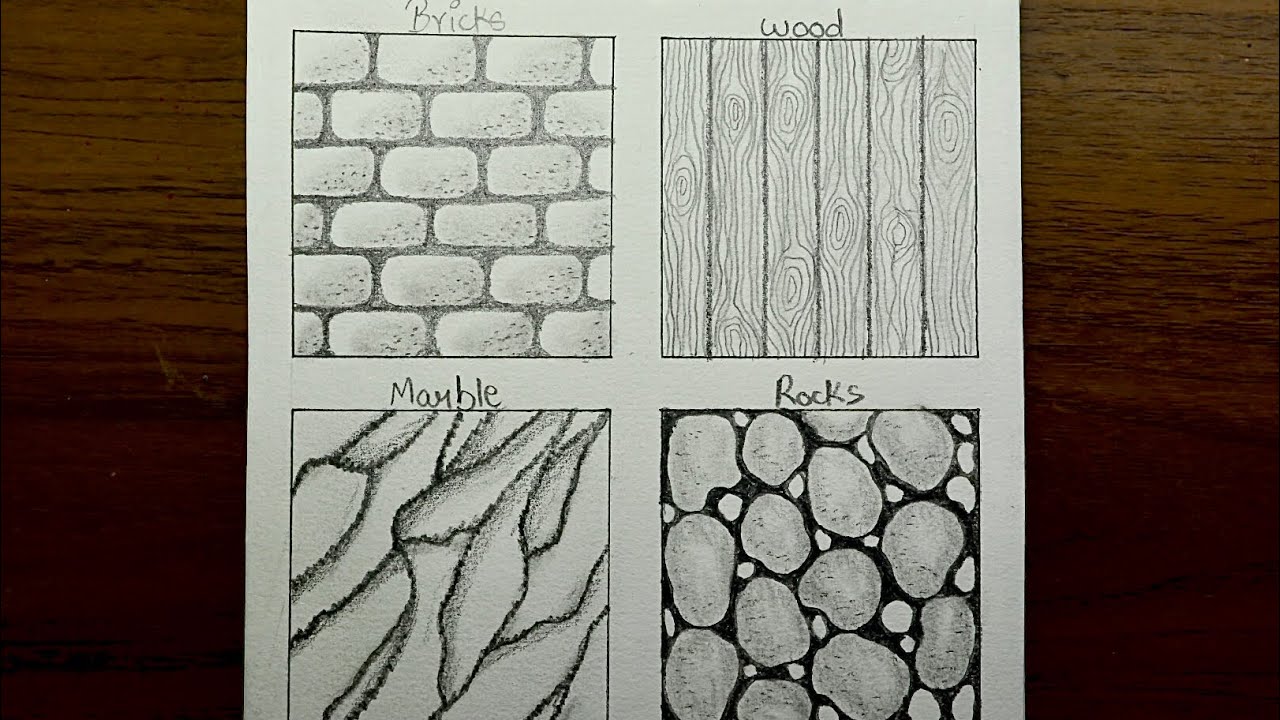 How to draw Textures | Step by Step | Brick/wood/marble/rock drawings