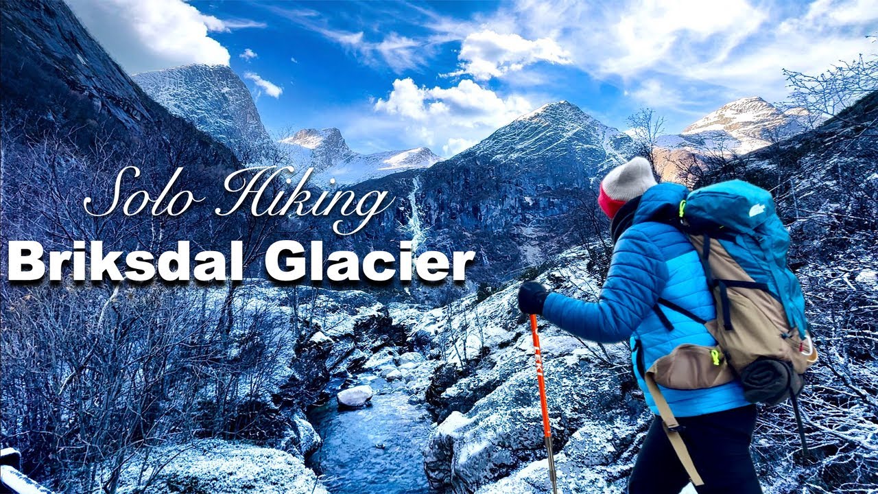 Hiking on the Largest Glacier in Europe || Silent Solo Hiking || Briksdal Glacier