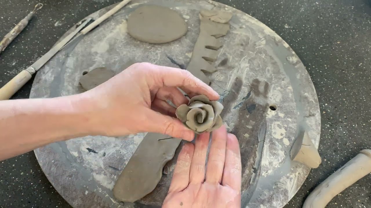 Making flowers in clay