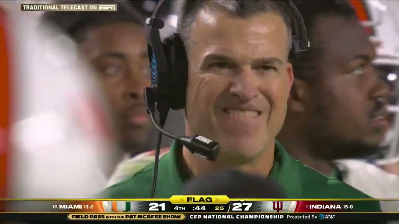 Jamari Sharpe PICKS OFF Carson Beck! Indiana has won the National Championship! #Miami #NCAA 