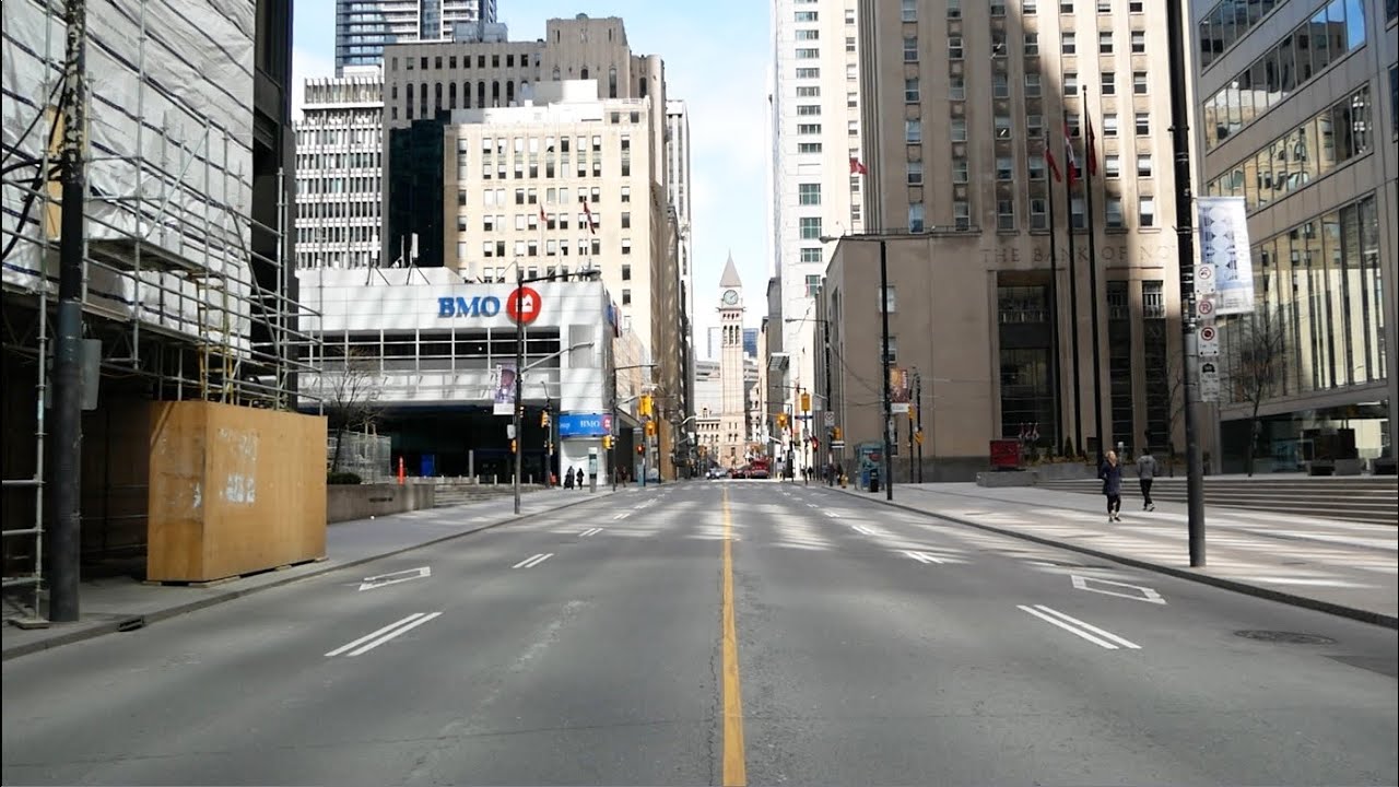 EMPTY STREETS of Toronto during 2020 Covid 19 Pandemic Lockdown