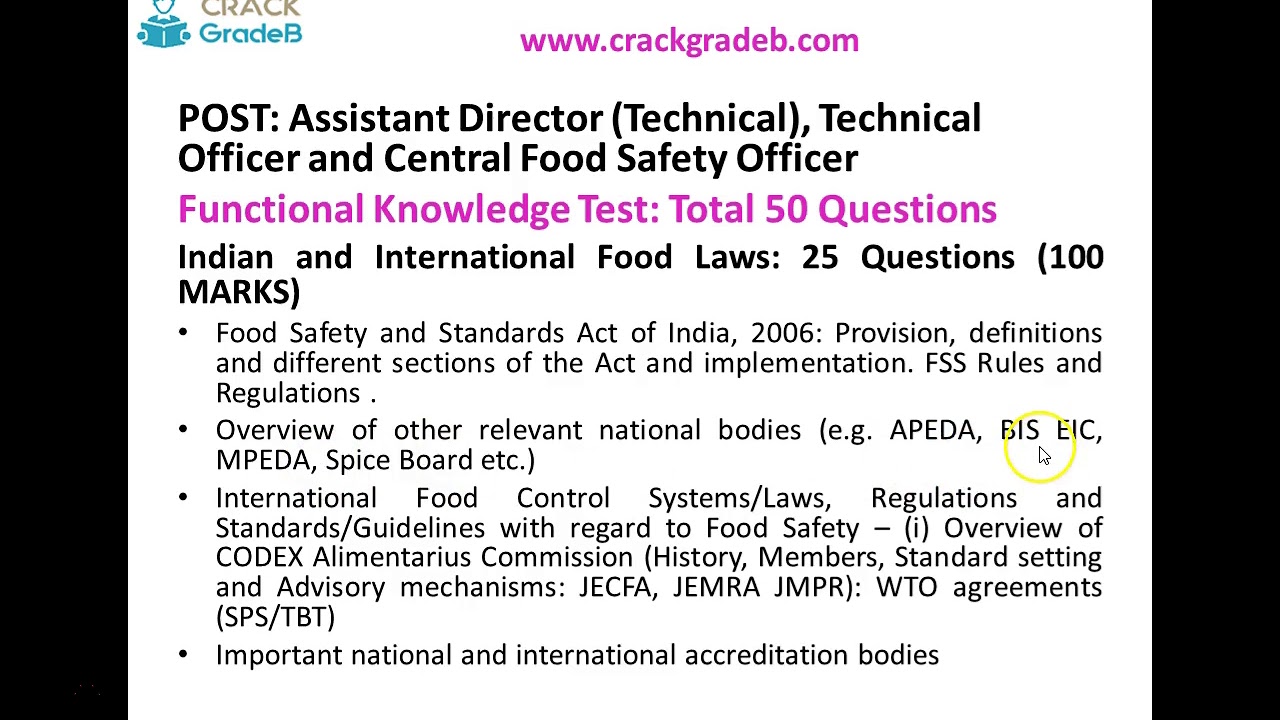 FOOD SAFETY & STANDARD AUTHORITY OF INDIA FSSAI STUDY MATERIALS