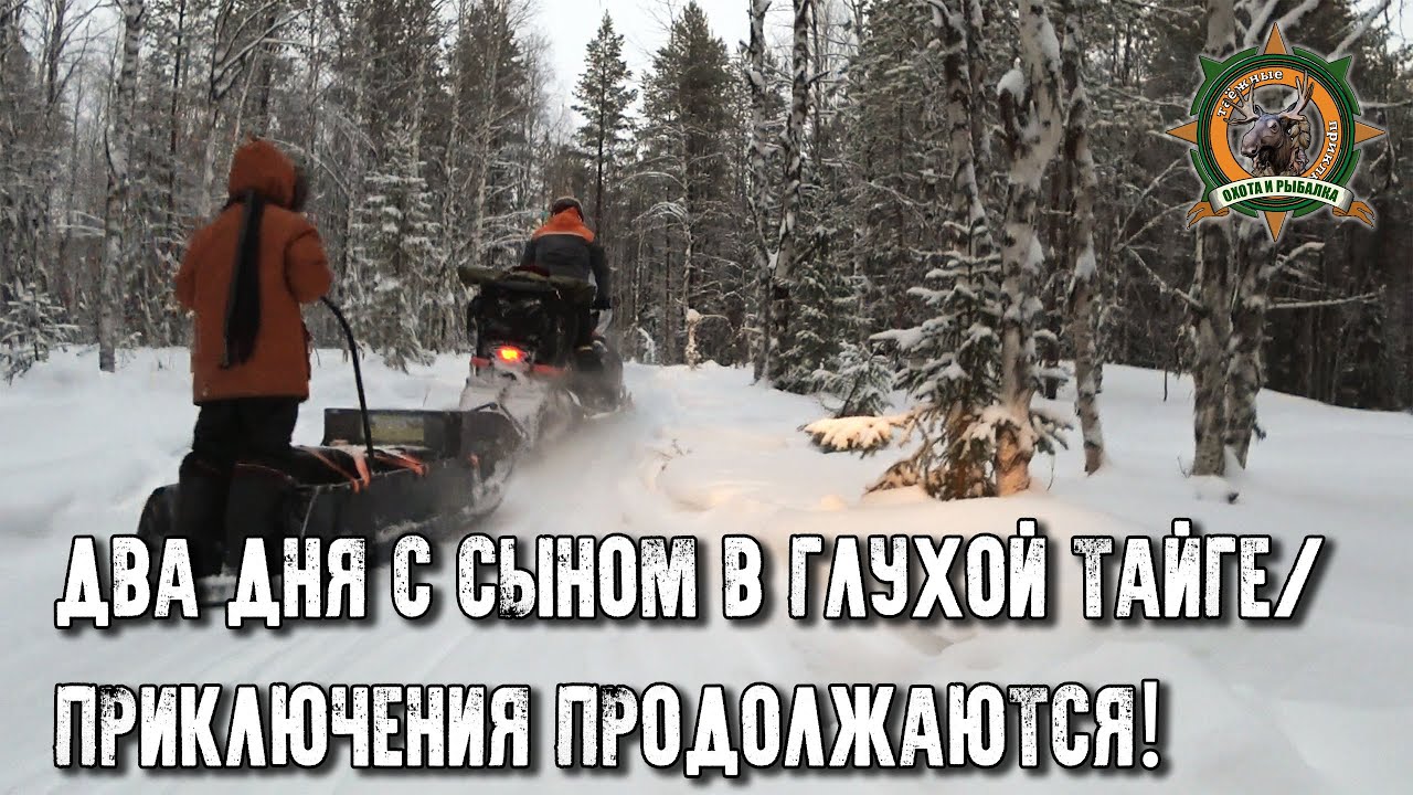 На двух снегоходах с сыном в глухой тайге/Встреча с инспекцией/Силиконовые приманки работают