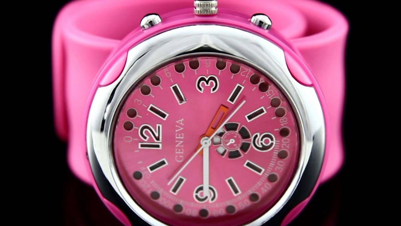 Geneva Hot Pink LED Light Up Watch Jelly Slap Bracelet Band