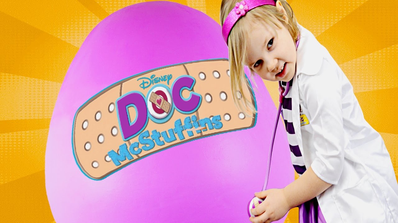Doc McStuffins GIANT Surprise EGG Disney Junior toys, Doc Mobile
