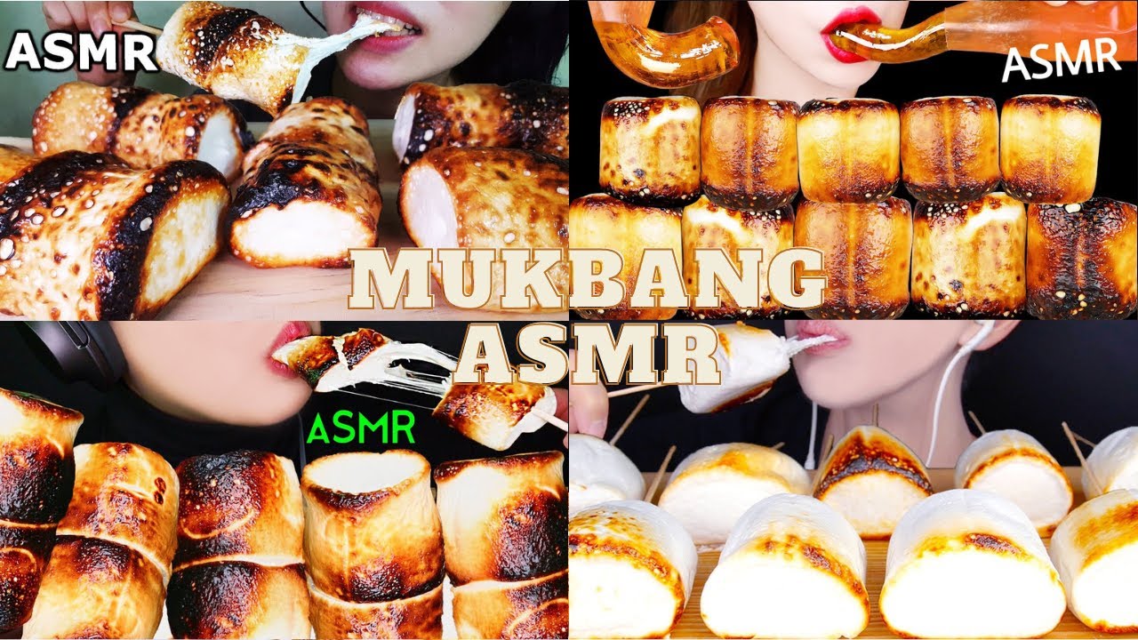 [ASMR] ROASTED MARSHMALLOWS EATING Mukbang Compilation | Hungry Wolfie