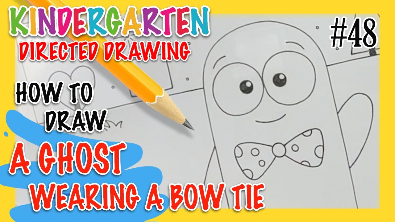 Fun Drawing & Learning for Kids! How to draw a GHOST WEARING A BOW TIE! Ages 4 - 6yrs - SUPER EASY
