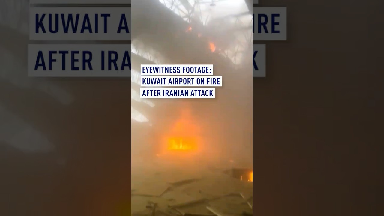 EYEWITNESS FOOTAGE: Kuwait airport on fire after Iranian attack