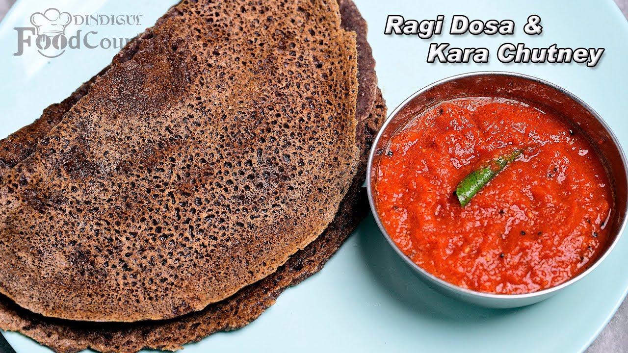Healthy Breakfast Recipe/ Ragi Dosa/ Kara Chutney/ Ragi Recipes