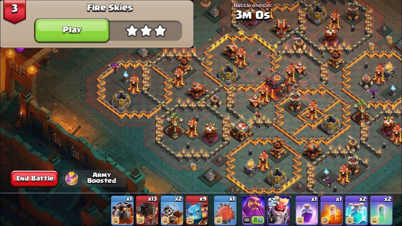 Fire skies  easy 3 stars class of clans 😱🔥
