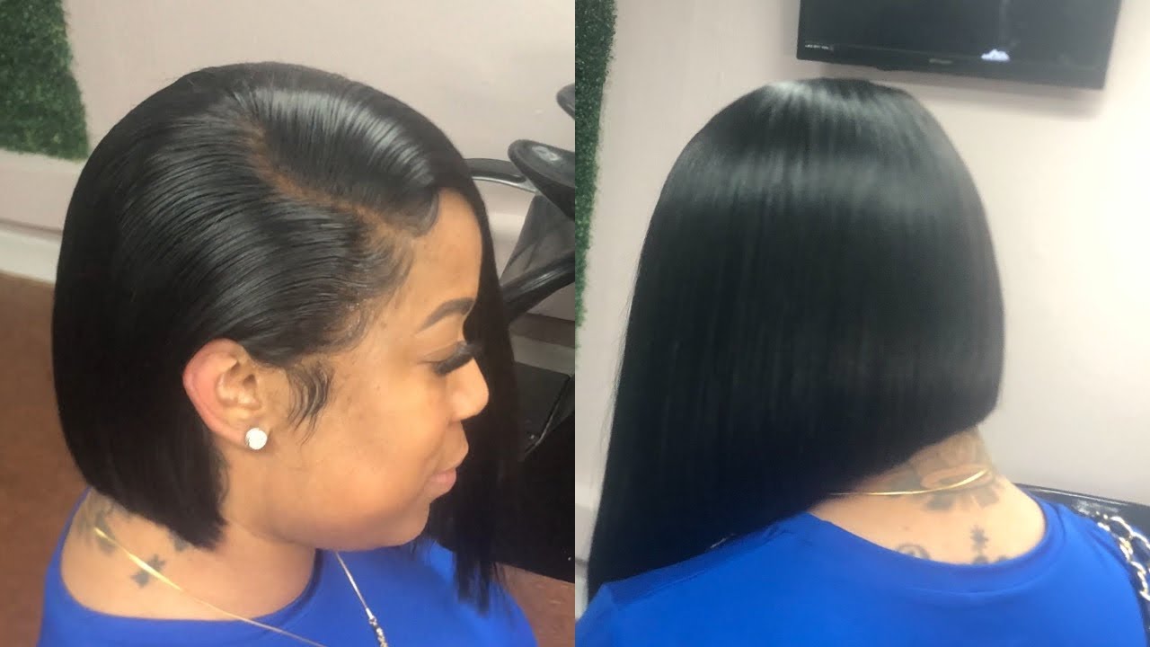 EFFORTLESS ANGLES ✂️💁🏾‍♀️ | Asymmetrical quick weave bob w/5x5 closure |