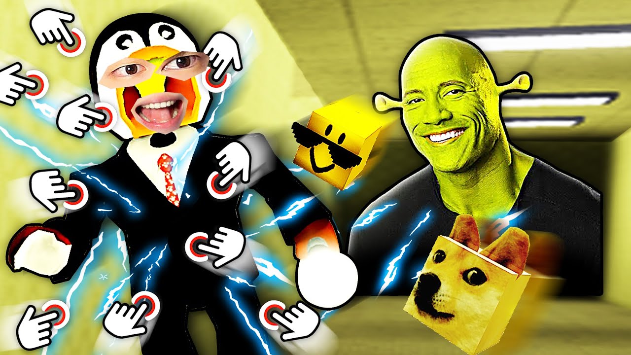 Roblox後室點擊狂奔，史瑞克強森來啦！還好我有神煩狗頭保命！