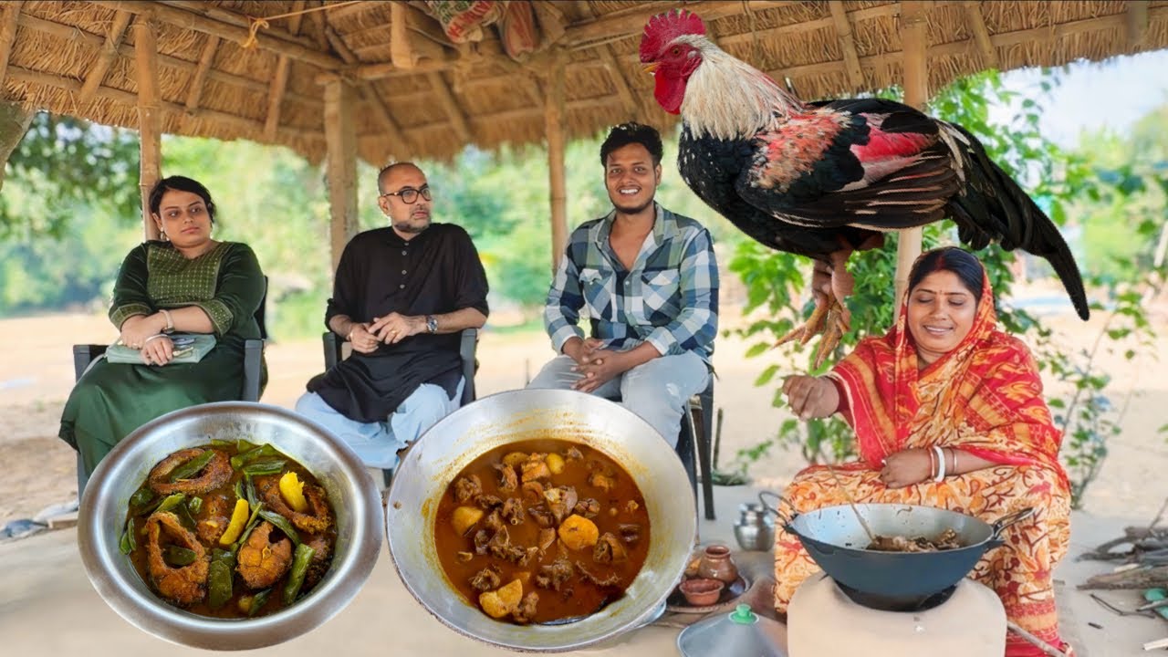 অতিথি আপ্যায়নে মায়ের হাতে দেশি মোরগের ঝোল ও মাঠের টাটকা সিম দিয়ে রুই মাছের ঝোল। village vlog