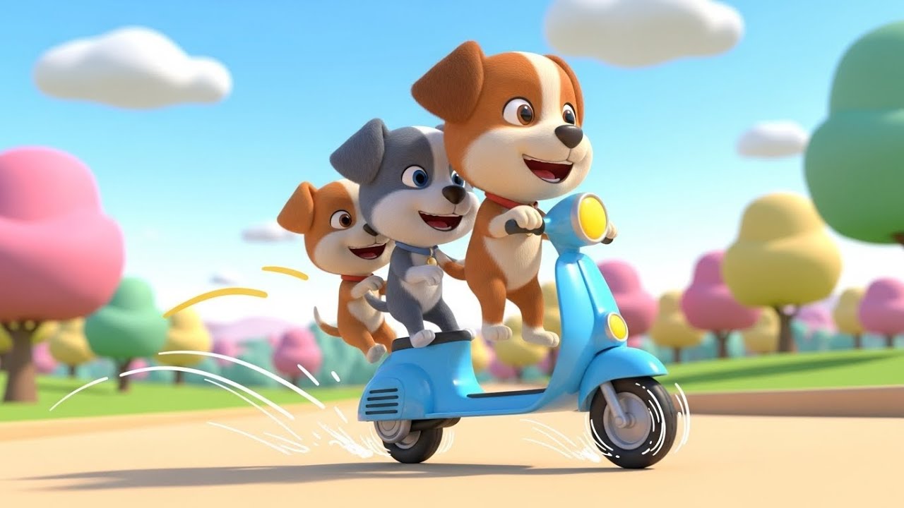Три маленьких щенка на самокате 🐶🛴😄 | мультфильм для детей и веселые приключения