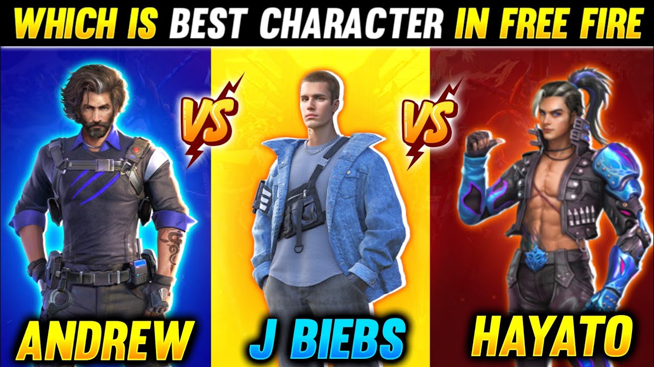 J BIEBS VS ANDREW VS HAYATO FULL COMPARISON🔥|| WHICH IS BEST CHARACTER IN FREE FIRE !!