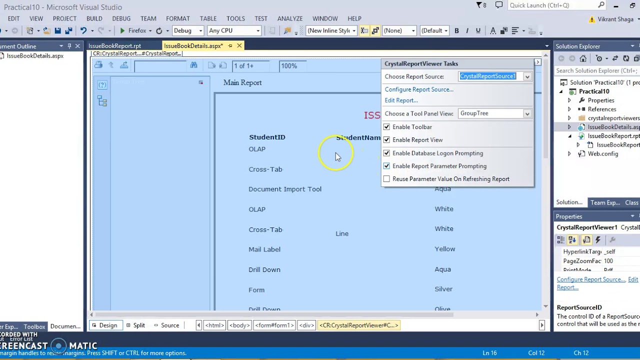 Demonstration of Crystal Reports