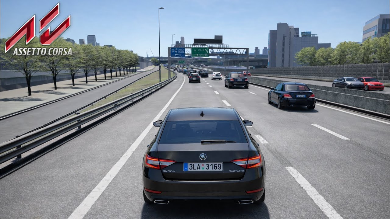 Skoda Superb Sportline 2.0 4x4 Assetto Corsa – Logitech G29 Realistic Traffic Gameplay