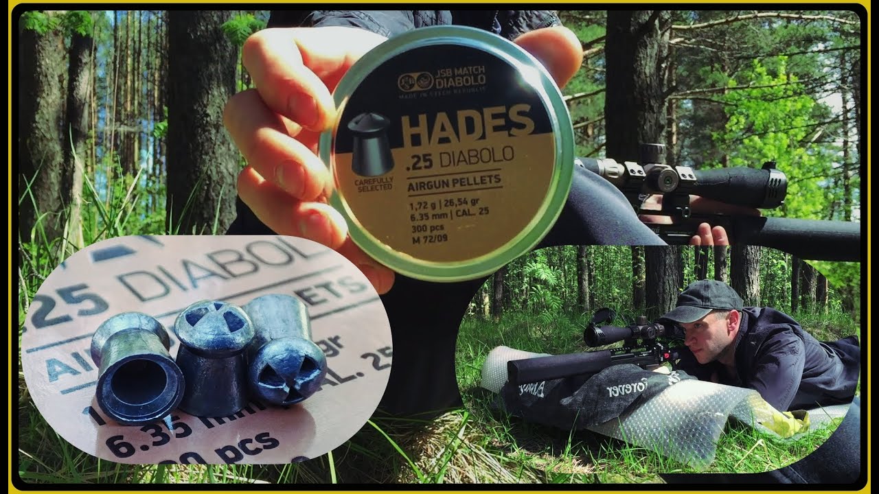 EDgun Leshi 2 пули HADES .25 Cal  50 м и более .(мысли в слух)